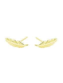 SLUYNZ Genuine 925 Sterling Silver Tiny Feather Studs Earrings for Women Teen Girls Sterling Silver Studs Earrings