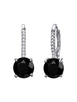 EVER FAITH 925 Sterling Silver Round Cut CZ Prong Setting Gorgeous Bridal Prom Leverback Dangle Earrings