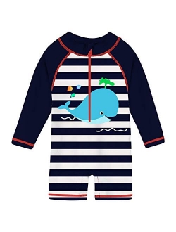 TUPOMAS Baby Toddler Boys Girls Swimsuit UPF 50+ Rashguard Swimwear One-Piece Long Sleeve Bathing Suits 6-36 Months