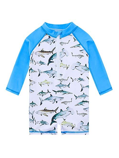 TUPOMAS Baby Toddler Boys Girls Swimsuit UPF 50+ Rashguard Swimwear One-Piece Long Sleeve Bathing Suits 6-36 Months