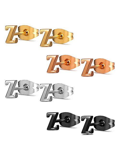 JewelrieShop Initial Letter Stud Earrings Hypoallergenic Alphabet A-Z Girls Earrings for Sensitive Ears