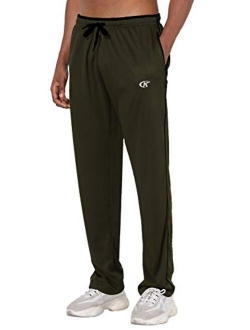 NEIKU Mens Pants Athletic Open Bottom Running Pants Mesh Mens Sweatpants with Pockets