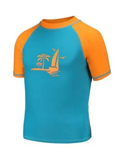 HowJoJo Boys Short Sleeve Rash Guard Shirts Swim Shirt UPF 50+