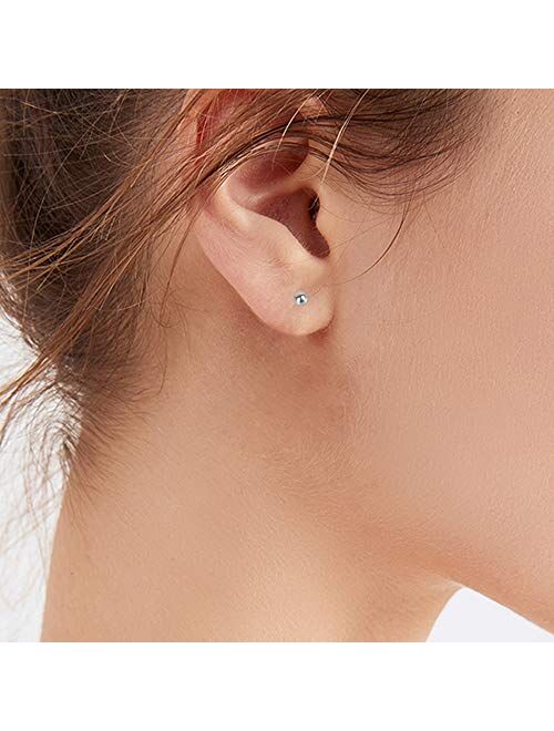 Ball Stud Titanium Earrings,Hypoallergenic for Women Girls High Polished Colored for Sensitive Ears, 3mm and 4mm Pure Titanium Nickel-Free Lead-Free