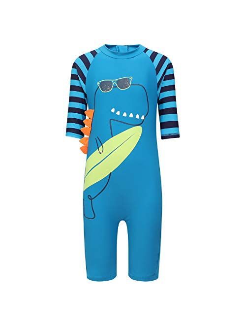 PHIBEE Boys' One Piece Rash Guard Swimsuit Short Sleeve UPF 50+ Sun Protection Bathing Suits