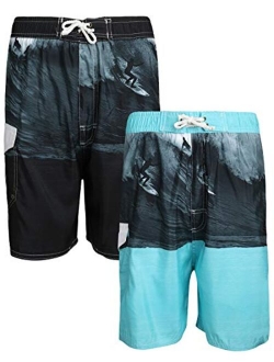 Quad Seven Boys Printed Swim Trunks (2 Pack)