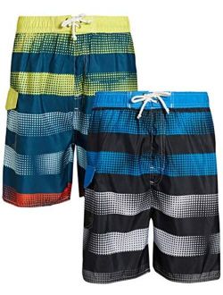 Quad Seven Boys’ Striped Swim Trunks (2 Pack)