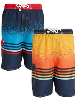 Quad Seven Boys’ Striped Swim Trunks (2 Pack)