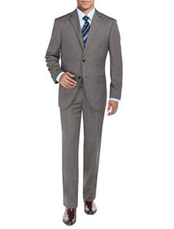 DTI BB Signature Men's Two Button Sharkskin Suit Jacket Modern Fit Blazer Pants