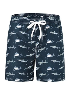 Akula Boys' Printed Swim Trunks Beach Board Shorts with Pockets