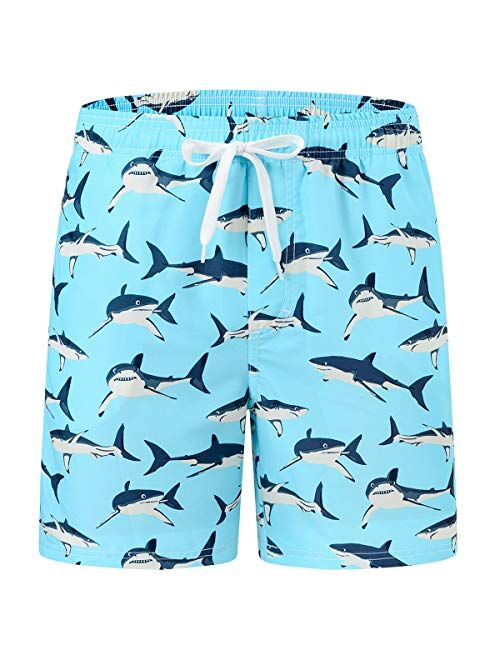 Akula Boys' Printed Swim Trunks Beach Board Shorts with Pockets