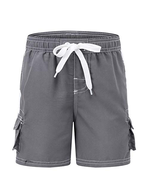 Akula Boys' Quick Dry Swim Trunks Beach Board Shorts with Mesh Lining