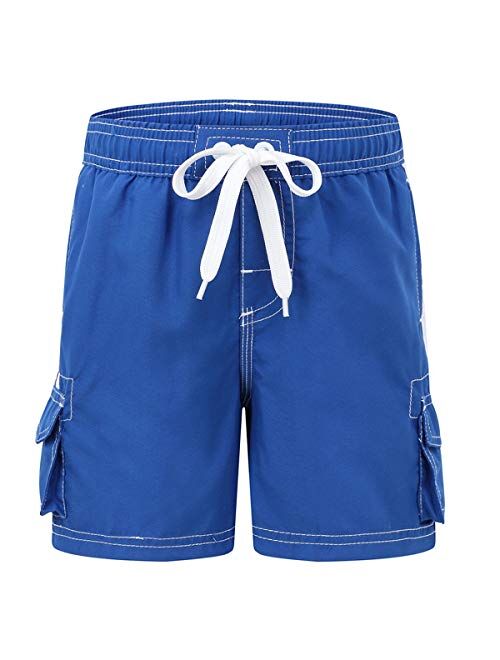 Akula Boys' Quick Dry Swim Trunks Beach Board Shorts with Mesh Lining