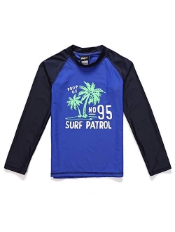 PHIBEE Boys' Rash Guard Shirt Long Sleeve UPF 50+ Sun Protection Swimwear