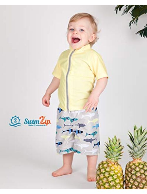 SwimZip Boy's Short Sleeve Rash Guard Swimsuit Set - UPF 50+ Sun Protection