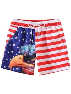 SSLR Kids Boys Swim Trunks Hawaiian Casual Beach Shorts Quick Dry Board Shorts