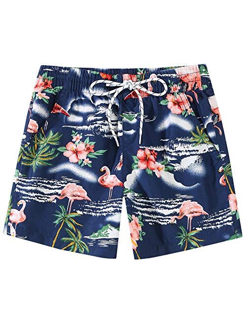 SSLR Kids Boys Swim Trunks Hawaiian Casual Beach Shorts Quick Dry Board Shorts