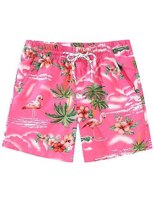 SSLR Kids Boys Swim Trunks Hawaiian Casual Beach Shorts Quick Dry Board Shorts