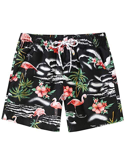 SSLR Kids Boys Swim Trunks Hawaiian Casual Beach Shorts Quick Dry Board Shorts