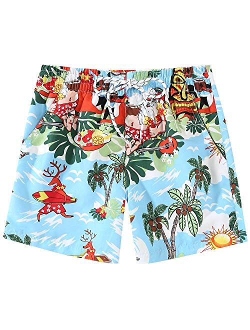 SSLR Kids Boys Swim Trunks Hawaiian Casual Beach Shorts Quick Dry Board Shorts