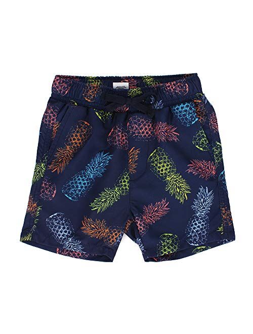 ESTAMICO Boys' Quick Dry Beach Swim Trunk Printed Board Shorts with Pockets