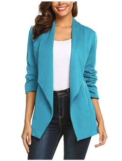 ELESOL Womens Blazer Long Sleeve Casual Open Front Business Suit Jackets Stretch Solid Boyfriend Blazer with Pockets S-XXL