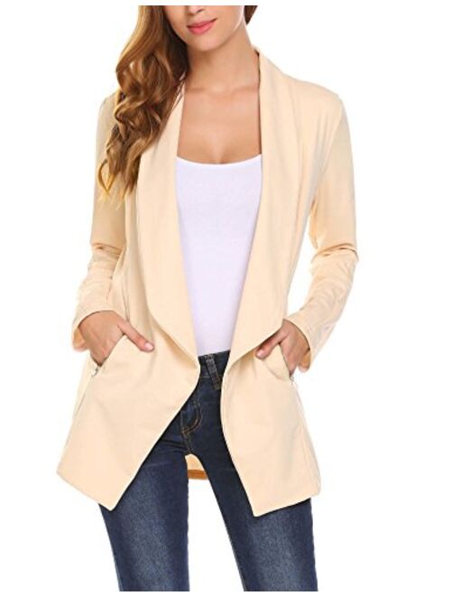 ELESOL Womens Blazer Long Sleeve Casual Open Front Business Suit Jackets Stretch Solid Boyfriend Blazer with Pockets S-XXL