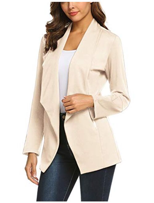 ELESOL Womens Blazer Long Sleeve Casual Open Front Business Suit Jackets Stretch Solid Boyfriend Blazer with Pockets S-XXL