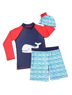 MiYang Boys Swimsuit Rash Guard Toddler Kids Long Sleeve Shark Two Piece