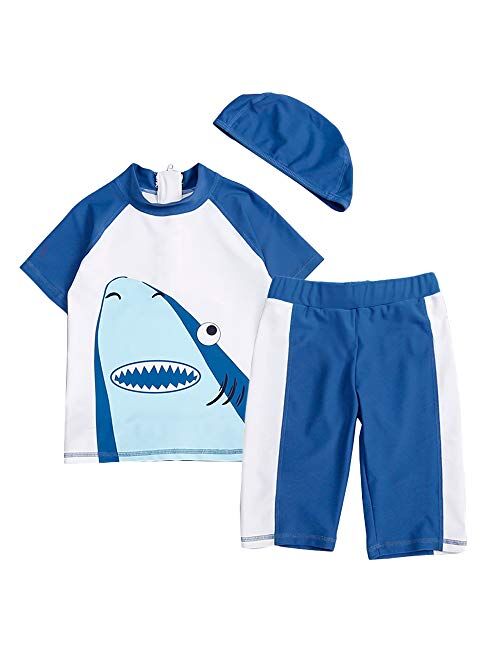 MiYang Boys Swimsuit Rash Guard Toddler Kids Long Sleeve Shark Two Piece