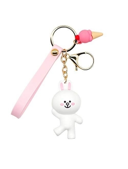 MEIPEL Keychains with Cute Cartoon Animals Ring Bag Charm Key Ring Decoration Gift for Girls Women Brown