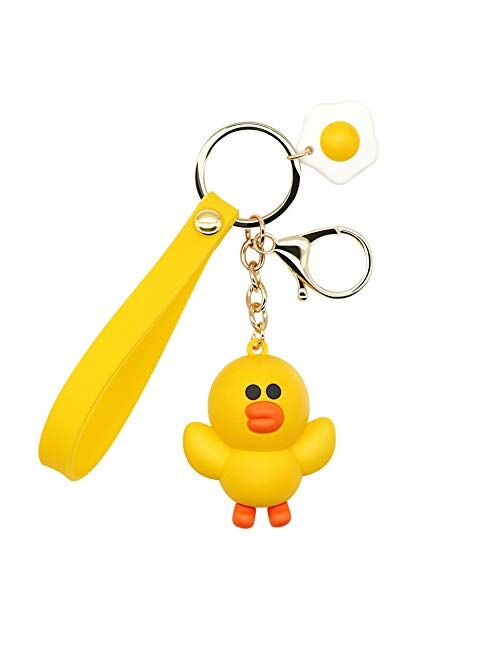 MEIPEL Keychains with Cute Cartoon Animals Ring Bag Charm Key Ring Decoration Gift for Girls Women Brown