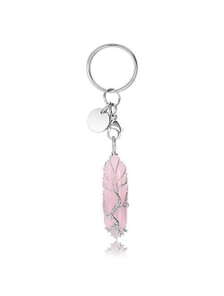 CrystalTears Amethyst Healing Crystal Tree of Life Keychain Keyring for Women