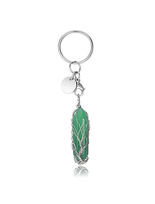 CrystalTears Amethyst Healing Crystal Tree of Life Keychain Keyring for Women