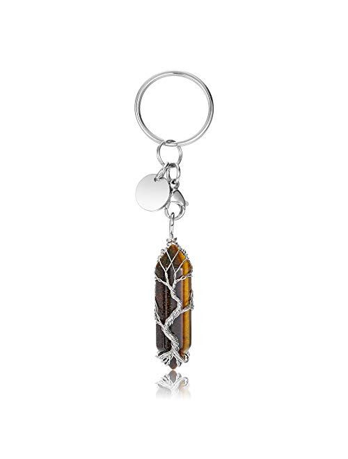 CrystalTears Amethyst Healing Crystal Tree of Life Keychain Keyring for Women