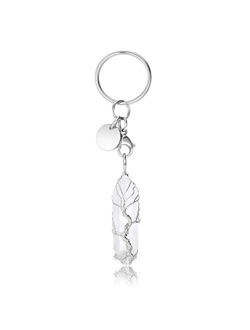 CrystalTears Amethyst Healing Crystal Tree of Life Keychain Keyring for Women