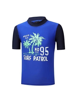 PHIBEE Boys' Short Sleeve Rash Guard Shirt UPF 50+ Sun Protection Swimwear