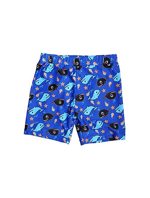 BONVERANO Boys Boardshorts UPF 50+ Sun Protection Swim Shorts with Sun Cap 2 Pack