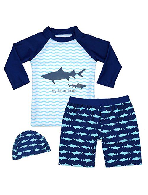 Boys Two Piece Rash Guard Swimsuits Kids Sunsuit Swimwear Sets UPF 50+