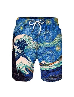 WOCACHI 2020 Boys 3D Swim Trunks, Parent-Child Coconut Tree Swimwear Beach Shorts Quick Dry Swimming Boardshorts