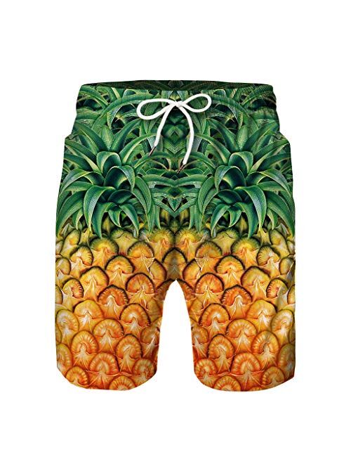 WOCACHI 2020 Boys 3D Swim Trunks, Parent-Child Coconut Tree Swimwear Beach Shorts Quick Dry Swimming Boardshorts