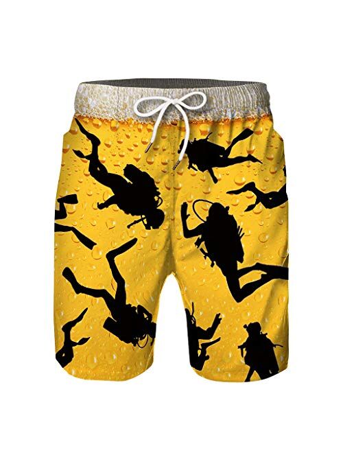 WOCACHI 2020 Boys 3D Swim Trunks, Parent-Child Coconut Tree Swimwear Beach Shorts Quick Dry Swimming Boardshorts