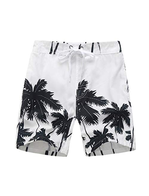 WOCACHI 2020 Boys 3D Swim Trunks, Parent-Child Coconut Tree Swimwear Beach Shorts Quick Dry Swimming Boardshorts