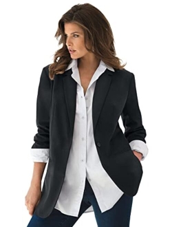 Roaman's Women's Plus Size Boyfriend Blazer Professional Jacket