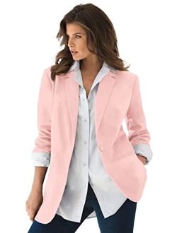 Roaman's Women's Plus Size Boyfriend Blazer Professional Jacket