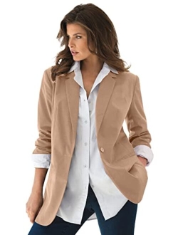 Roaman's Women's Plus Size Boyfriend Blazer Professional Jacket