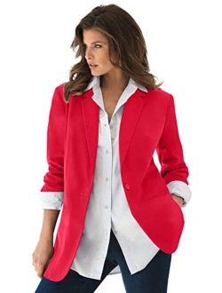 Roaman's Women's Plus Size Boyfriend Blazer Professional Jacket