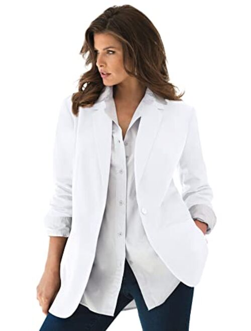 Roaman's Women's Plus Size Boyfriend Blazer Professional Jacket