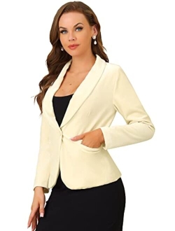 Women's Office Coat Solid Shawl Collar 1 Button Velvet Blazer