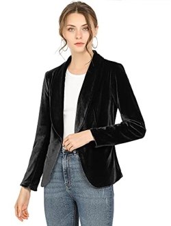 Women's Office Coat Solid Shawl Collar 1 Button Velvet Blazer